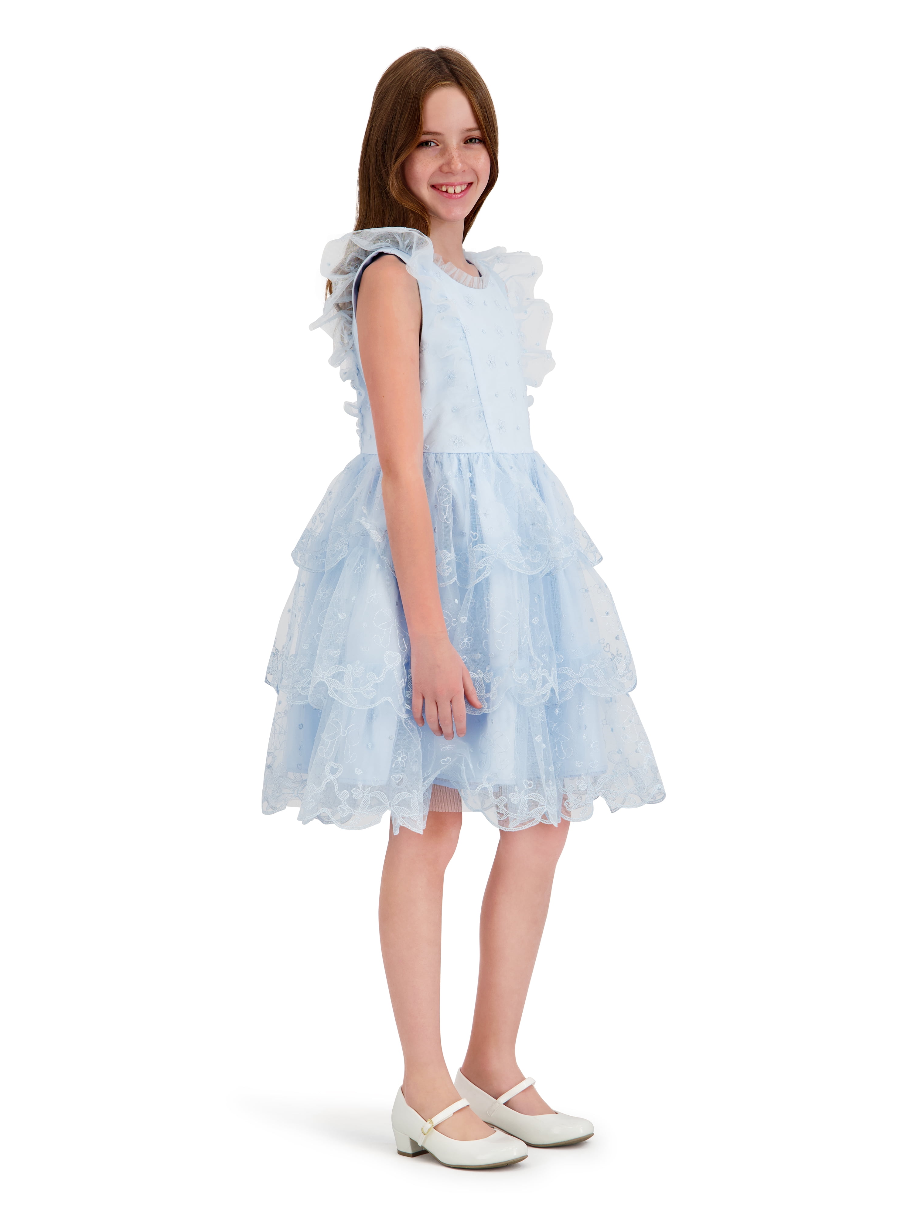 Kensie Girl Sleeveless Embroidered Tiered Scallop Dress, Sizes 4-16