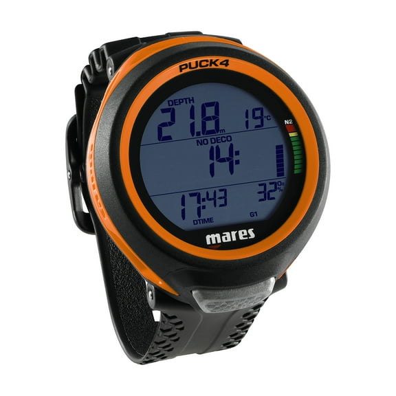 Mares Puck 4 Wrist Dive Computer - Black/Orange