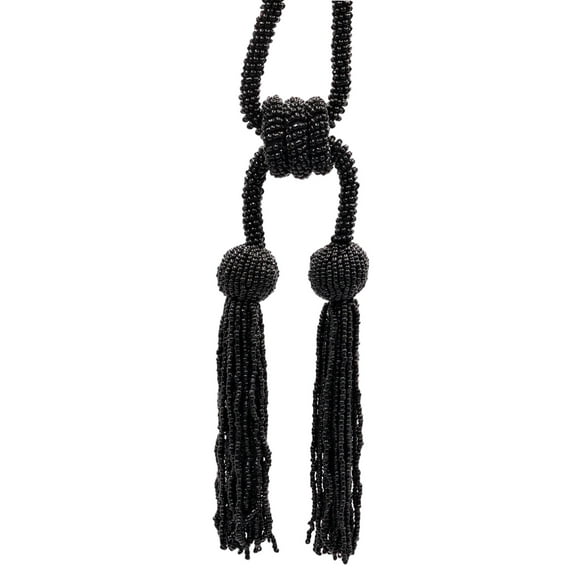 DECOPRO Opulent Beaded Curtain Double Tassel Tieback, Handcrafted with Elaborately Hand-strung Glass Seed Beads, Tassel Length 4 1/2" (11cm), Spread 26" (66cm) # TBBD4502, #K9 Sold Individually