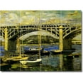 thumbnail image 1 of Ceramic Tile Mural-Claude Monet Waterfront Painting 129. 17" w x 12.75" h using (12) 4.25 x 4.25 ceramic tiles, 1 of 3