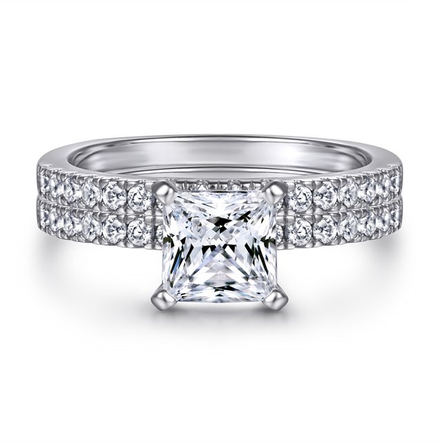 Anillo de plata de ley 925 de Europa y Estados Unidos, anillo combinado para mujer, anillo de compromiso de boda, anillo de circonita