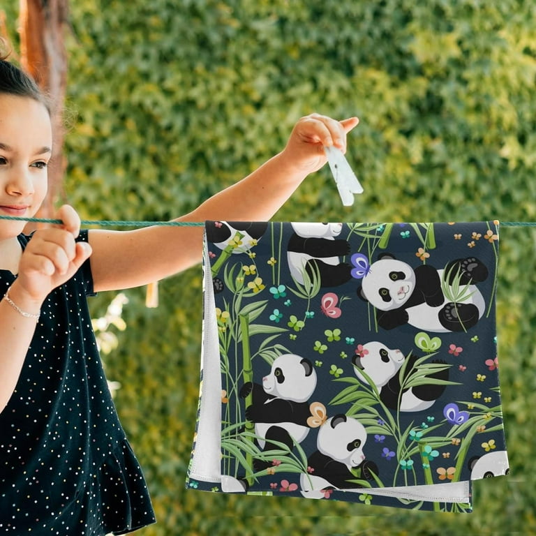 Coolnut Tropical Panda Bamboo Hand Towels 2 PCS Ultra Soft and