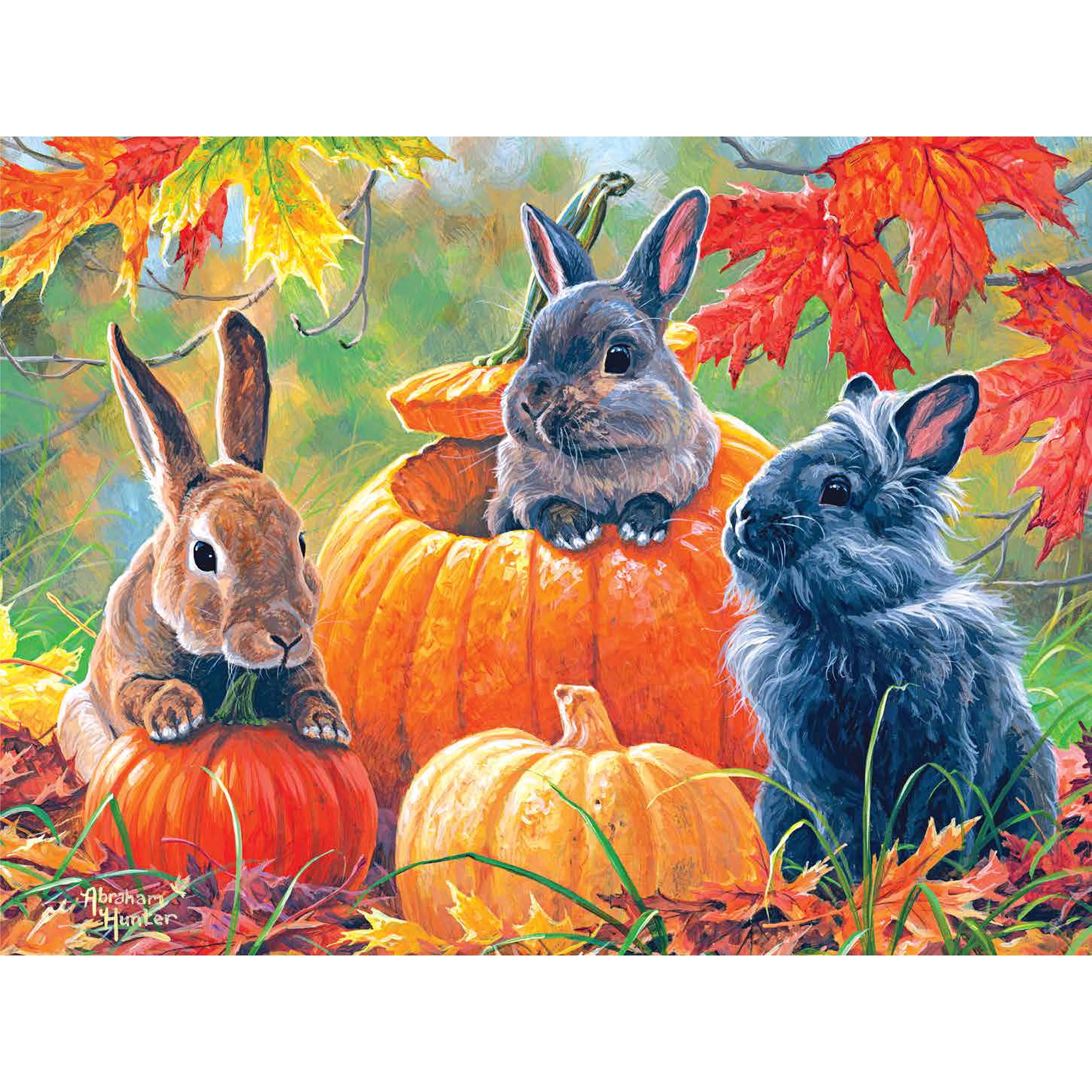Cra-Z-Art Abraham Hunter 500-Piece Pumpkin Patch Bunnies Jigsaw Puzzle