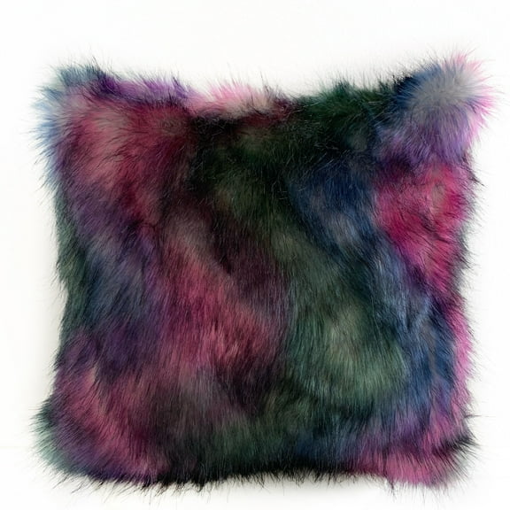 Plutus Brands Green, Purple, Blue Plutus Northern Lights Animal Faux Fur Luxury Throw Pillow 18 in x 18in, Double Sided 18" x 18"