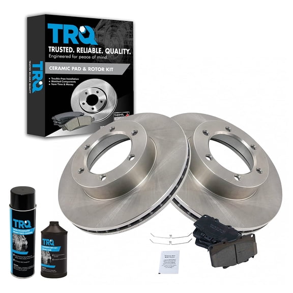 TRQ Brake Pad & Rotor Kit Posi Ceramic Front w/Chemicals BKA16148 Fits select: 1992-1995 TOYOTA 4RUNNER, 1993-1998 TOYOTA T100