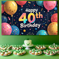 thumbnail image 3 of Happy 40th Birthday Banner Large Colorful Balloon Party Backdrop Decoration Celebration Outdoor Garden Event Photo Booth Props Background, 3 of 5