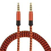 LINDMEYERS Orange 10ft Long AUX Cable Jack Gold-Plated Plug Audio Wire Cord for iPod Phone