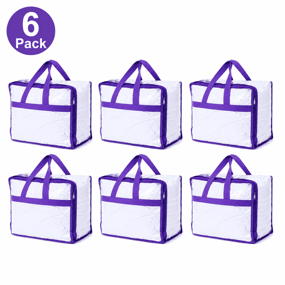 Kabuer Clear Vinyl Closet Storage Bags with Zippers, 6-Pack
