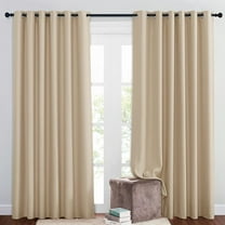 Bedroom Blackout Curtains and Drapes - Window Treatment Thermal Insulated Solid Grommet Blackout Draperies for Bedroom/Living Room (Beige, Set of 2, 80 by 84 Inch)