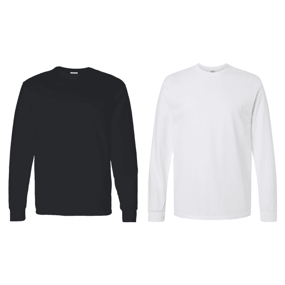 Gildan Men Crewneck Sweatshirt, Heavy Blend Long Sleeve Pullover Fleece, White and Black 2-Pack, S