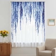 thumbnail image 3 of Navy Blue Sheer Curtains 63 Inches Long, Summer Botanical Leaves Watercolor Light Filering Curtains, Breathable Simi Curtain Privacy Drapes for Living Room Bedroom Lightweight Window Treatment, 3 of 9