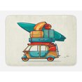 thumbnail image 1 of Vintage Car Bath Mat, Cartoon Style Automobile Rickshaw with Summer Vacation Luggage and Surfboard, Plush Bathroom Decor Mat with Non Slip Backing, 29.5" X 17.5", Multicolor, by Ambesonne, 1 of 2