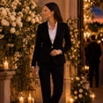 thumbnail image 3 of AZoiNM Women's 2 Piece Solid Single Breasted Blazer Suit Set, Long Sleeve Lapel Jacket & Flared Pants, Elegant Business Casual Work Outfits for Office Interview, 3 of 16