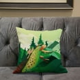 thumbnail image 5 of Mountain Peaock Throw Pillow in Green Orange Red 20x20, 5 of 5