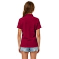thumbnail image 5 of Girls School Uniform Polo Shirt Casual Summer Short Sleeve Comfy Pique Knit Top Back to School Outfit, 5 of 7