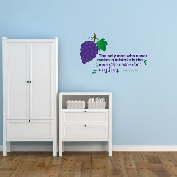 Makes A Mistake Grapes Fruit Quote Cartoon Quotes Decors Wall Sticker Art Design Decal for Girls Boys Kids Room Bedroom Nursery Kindergarten Home Decor Stickers Wall Art Vinyl Decoration (15x30 inch)