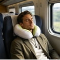 thumbnail image 2 of Leodye 1PCS Ice Silk Memory Foam U-Shaped Pillow, Slow Rebound Neck Support, Portable Rest Pillow for Home, Travel and Airplane -11.81x11.41in, 2 of 6