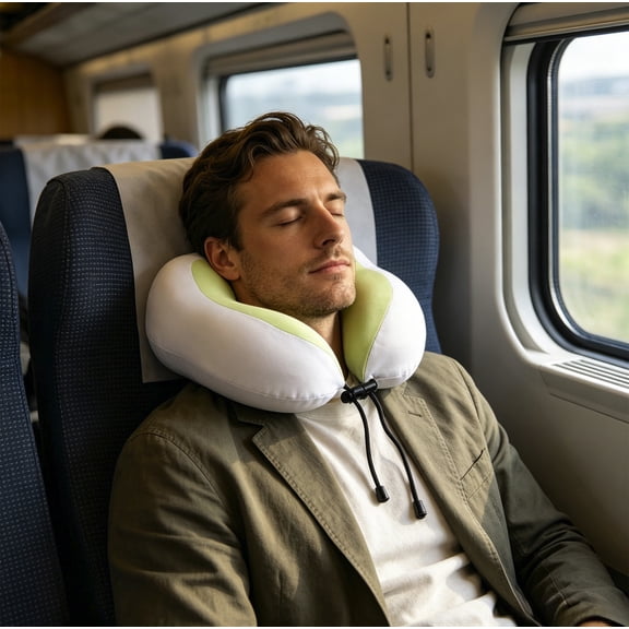 ZYXWVU Memory Foam Neck Pillow U Shaped Travel Pillow Ice Silk Cooling Fabric Slow Rebound Cervical Support for Home Office Car Airplane Travel Comfort