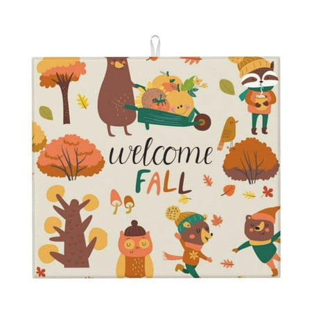 

Goofa Dish Drying Mat Super Absorbent Drying Mat Large Dish Drying Mats for Kitchen Counter Easy Clean Dish Mat Kitchen Drying Mat 16 x 18 ( Autumn In The Forest )