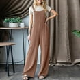 thumbnail image 2 of jtjvou Casual Jumpsuits for Women Loose Fit Long Overalls Romper Comfortable Daily Wear Denim Style Overall Jumpsuit for Brown M, 2 of 5