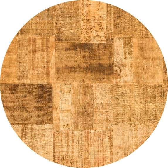 Ahgly Company Indoor Round Patchwork Orange Transitional Area Rugs, 8' Round
