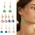 thumbnail image 2 of 1 par de pendientes para mujer hechos a mano con forma de gota de agua y cristales de imitación azul y rosa, regalo de joyería., 2 of 8