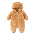 thumbnail image 4 of KJameas Baby Boys Girls Jumpsuit Fuzzy Fleece Bear Hooded Zip Up Footed, 4 of 5