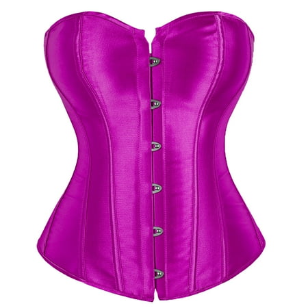 DondPO Womens Corset Womens Satin Bustier Corsets Top Strapless Boned Waist Cincher Overbust Bustiers Plus Size Corsets Womens Bustiers & Corsets Black Corset for Women Purple M Clearance
