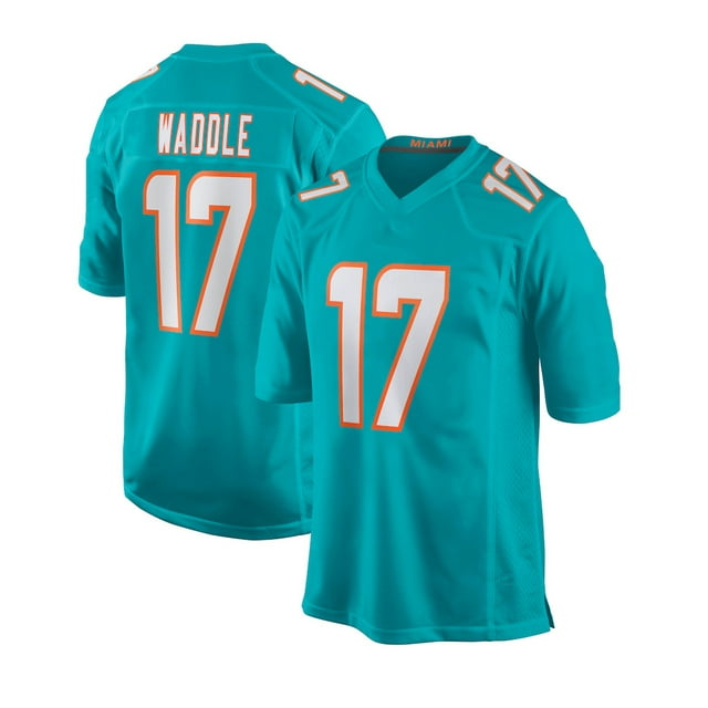 Miami Dolphins Jersey 17# Waddle Blue Brand New Player Name Classic Commemorative Star Collection Embroidered Edition Jersey - XXL