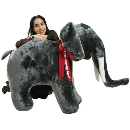 Personalized Giant Stuffed Elephant 48 Inch Soft American Made Big Plush Realistic Jungle Animal