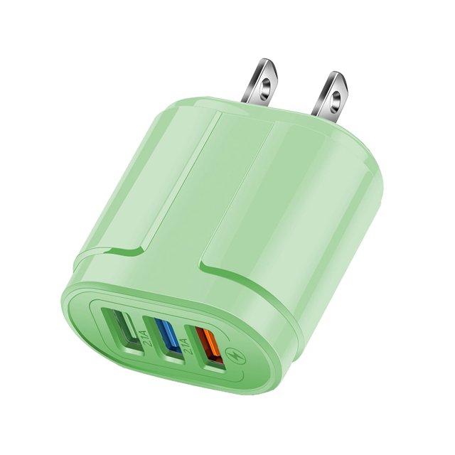 Tête de Recharge USB à 3 Ports Tête de Recharge à Agencement de Couleurs Macaron Tête de Recharge USB Portable