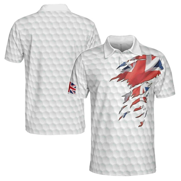 Golf Texture United Kingdom, Great Britain Union Jack Men's Polo Shirt S-5XL