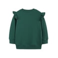 thumbnail image 2 of Bmisegm Girls Sweatshirt Flutter Sleeve Hoodie with Floral Print Soft Casual Pullover Cute Tops for Outdoor Play Comfort Kids,Dark Green,125, 2 of 5