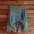 thumbnail image 3 of Oversized Sweaters for Women Long Sleeve Casual Crewneck Drop Shoulder Boho Floral Pattern Pullover Sweater Fall Knit Tops, 3 of 4