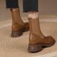 thumbnail image 3 of NECHOLOGY Botas Mujer Adulto Femenino Zapatos Botines de mujer Botines de mujer Moda de otoño e invierno Estilo británico retro Cómodo Punta redonda Tacón cuadrado Tacón grueso (Brown, 8), 3 of 7
