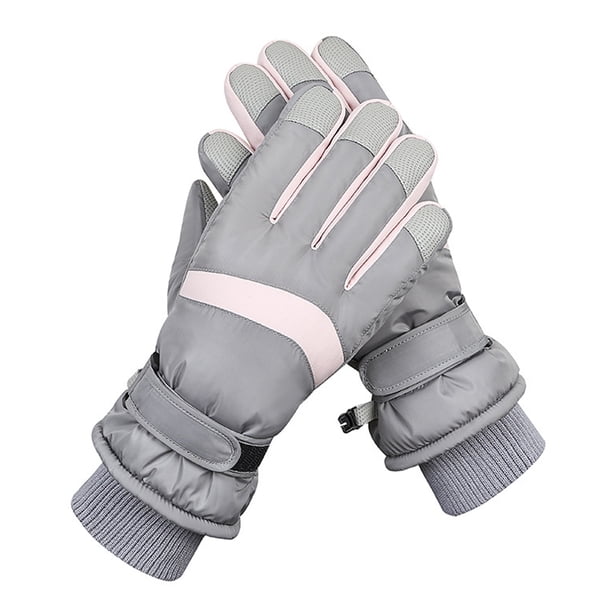 Guantes Bicicleta Guantes de ciclismo impermeables Guantes de esquí para mujer con pantalla táctil de vellón (gris rosa) Tmvgtek Accesorios para bicicletas