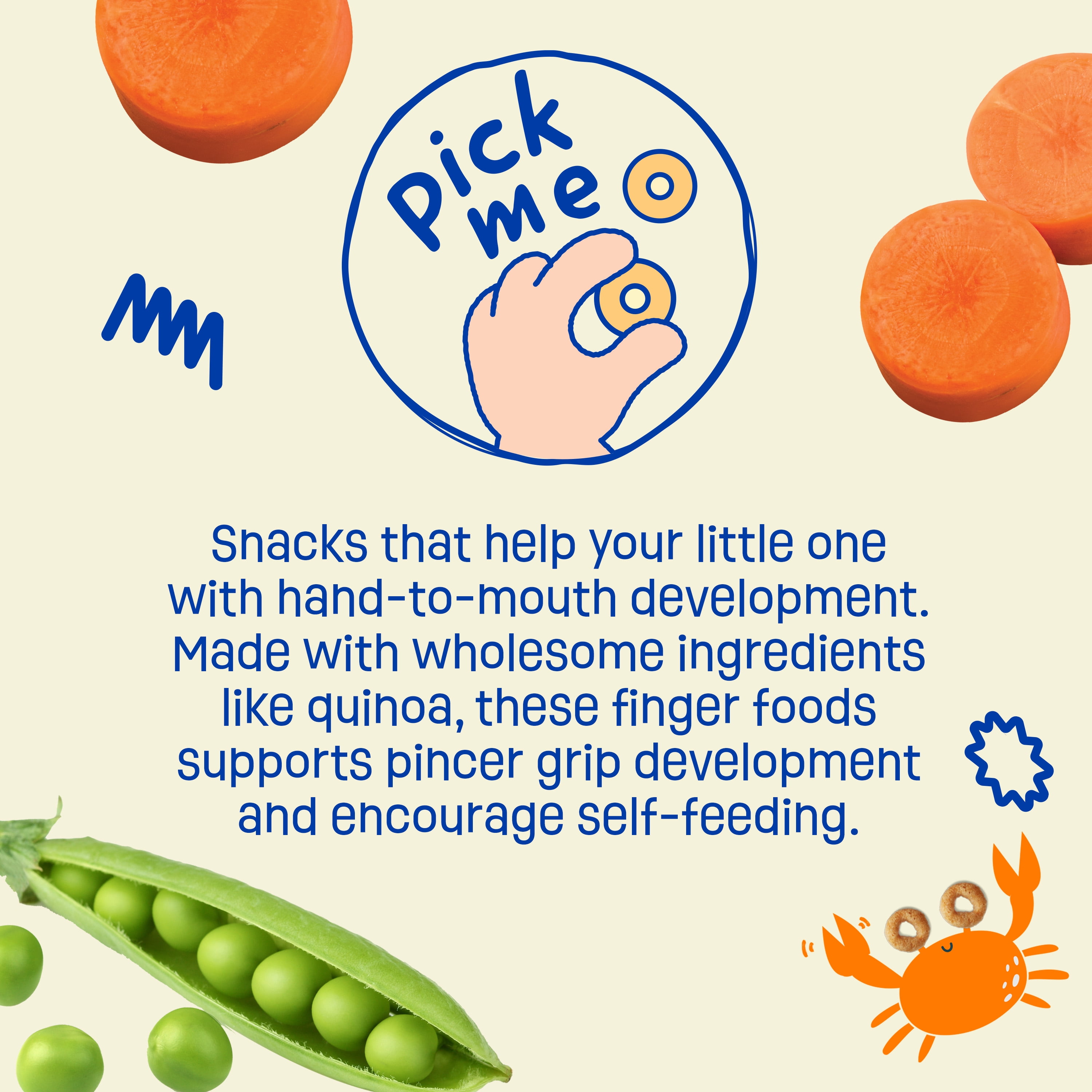 (2 pack) Earth's Best Organic Bite-Size Melty Hoops Spring Veggies Puffed Baby Snack, 0.32 oz Bags (4 Pack)