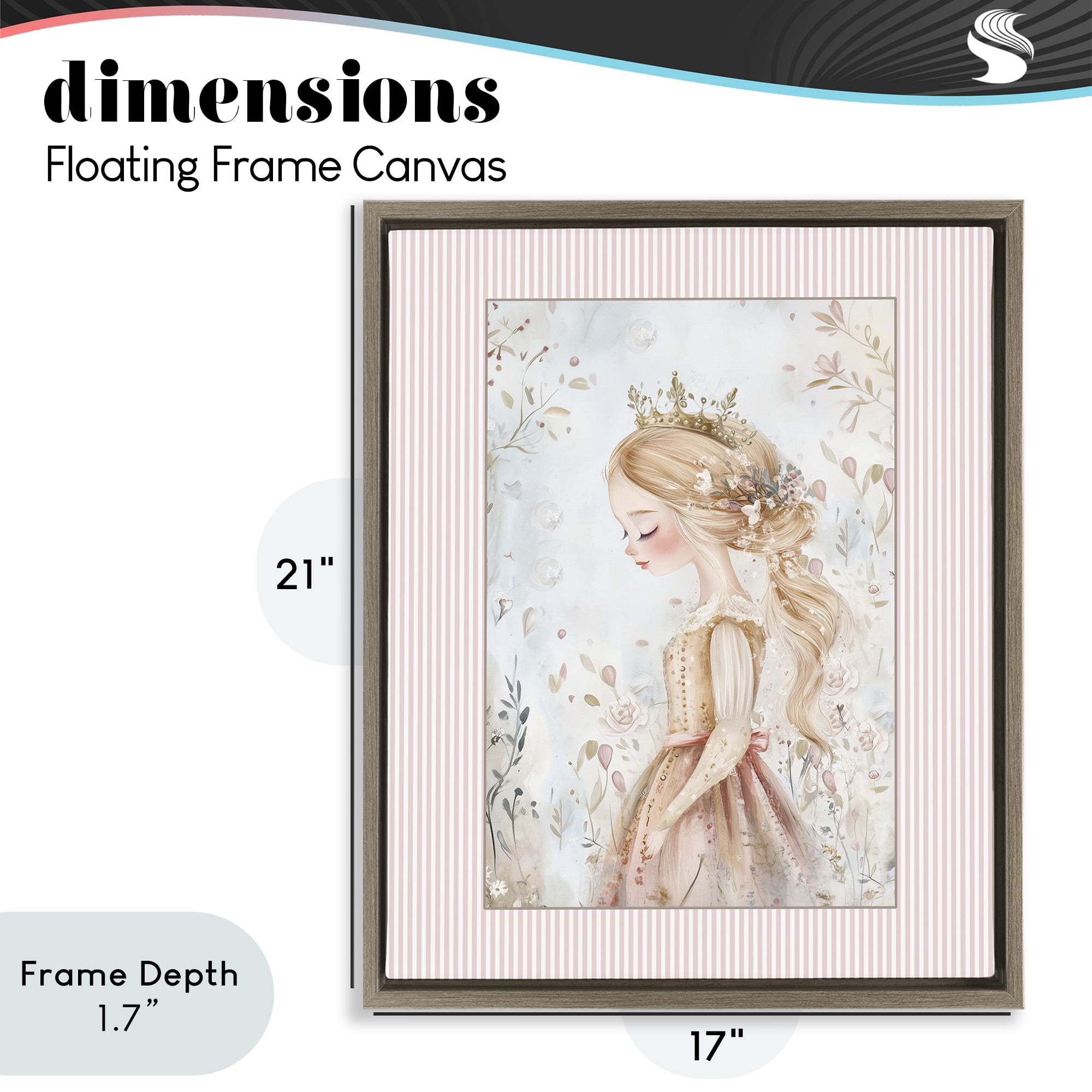 Stupell Industries Enchanted Dreams Princess Brown Framed Floater Canvas Wall Art, design by Christine Simpson Art