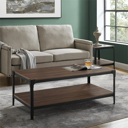 Pemberly Row 46 Urban Industrial Angle Iron Wood Coffee Table In Dark Walnut Canada Pemberly Row 46 Urban Industrial Angle, Urban Industrial Angle Iron Wood Coffee Table