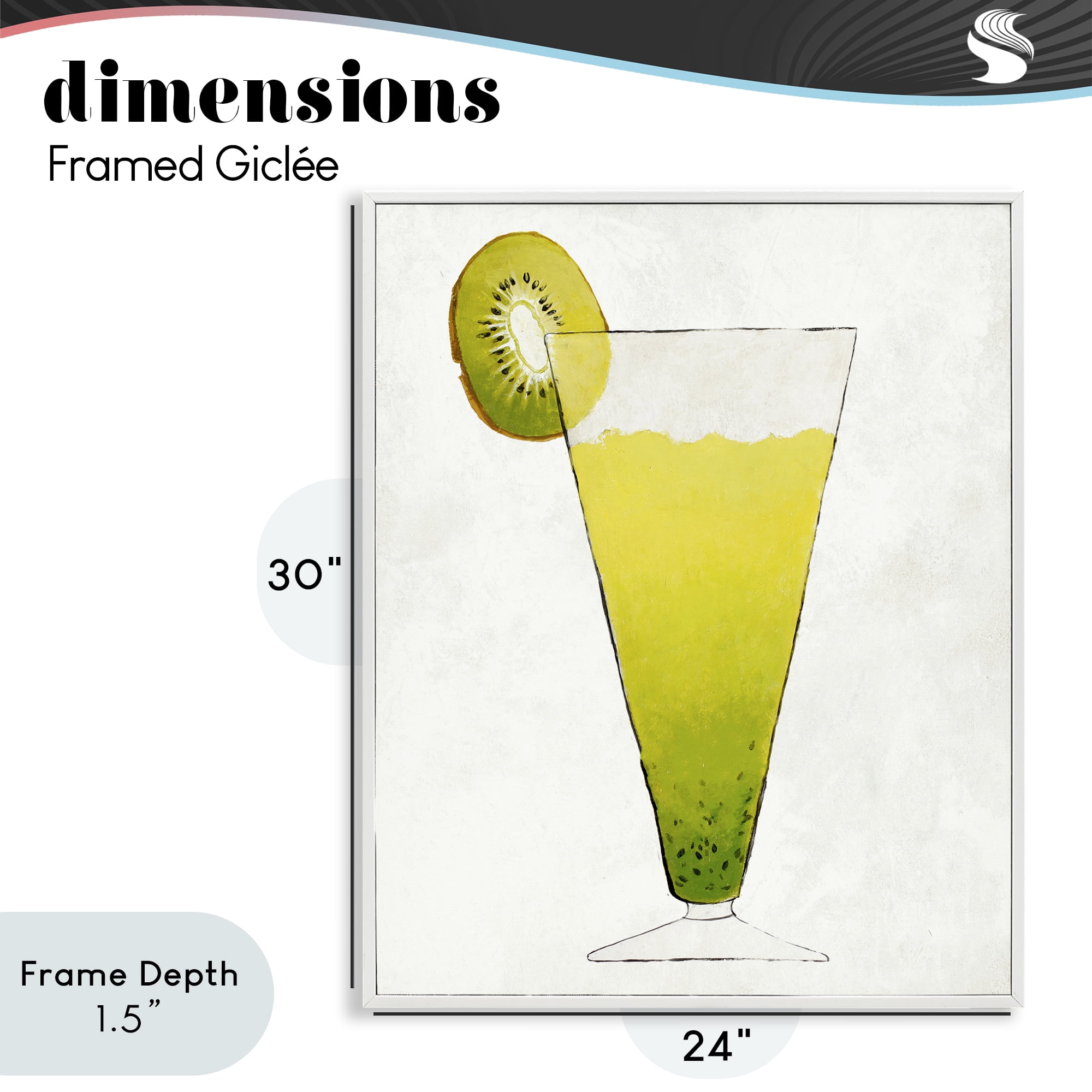 Stupell Industries Summer Cocktail Kiwi Slice White Framed Giclee Art, design by Lorenzo Collective