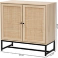 thumbnail image 3 of Baxton Studio Caterina Mid-Century Modern Transitional Natural Brown Finished Wood and Natural Rattan 2-Door Storage Cabinet, 3 of 8