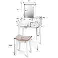 thumbnail image 6 of Giantex Vanity Table Set with Flip Top Mirror, Makeup Dressing Table Writing Desk Computer Laptop Desk w/ 2 Drawers & Cushioned Concave Stool, Folding Mirrored Large Storage Organizer, White, 6 of 10