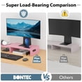 thumbnail image 2 of BONTEC Dual Monitor Stand Riser with Smartphone Holder, Adjustable Length & Swivel Angle, Ergonomic Wooden Desktop Organizer for PC Monitor, Laptop, Printer, Large Storage, Pink, 2 of 8