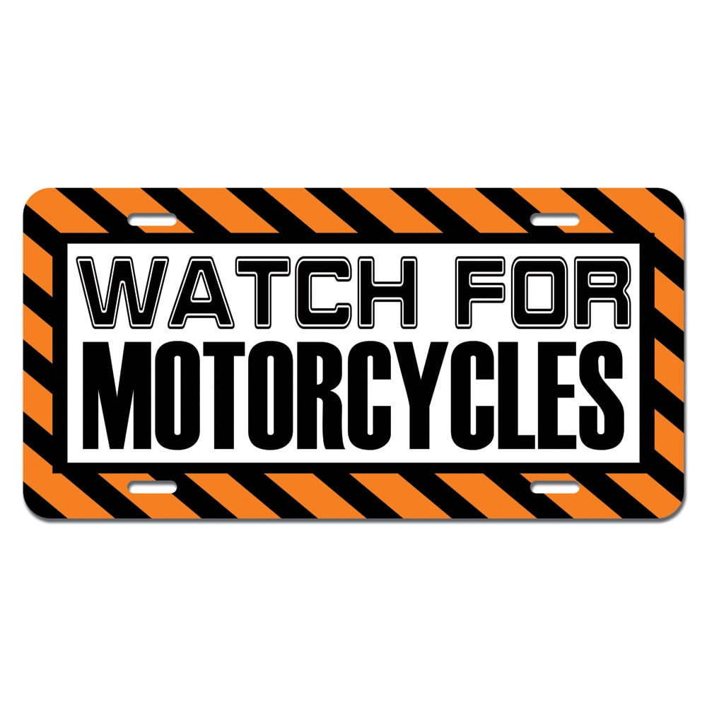Watch For Motorcycles Orange Caution Warning Novelty License Plate