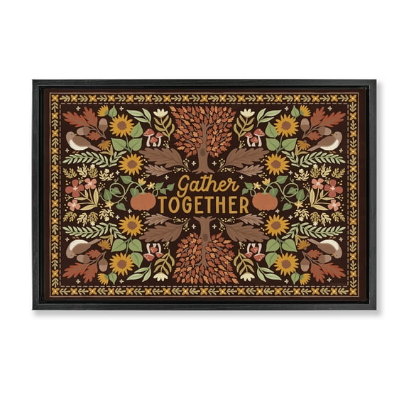 Stupell Industries Gather Together on Brown Landscape Painting Black Floater Framed Canvas Art Prints Wall Art, 25 x 17