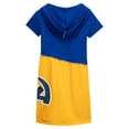 thumbnail image 3 of Women's Refried Apparel Royal/Gold Los Angeles Rams Sustainable Hooded Mini Dress, 3 of 3