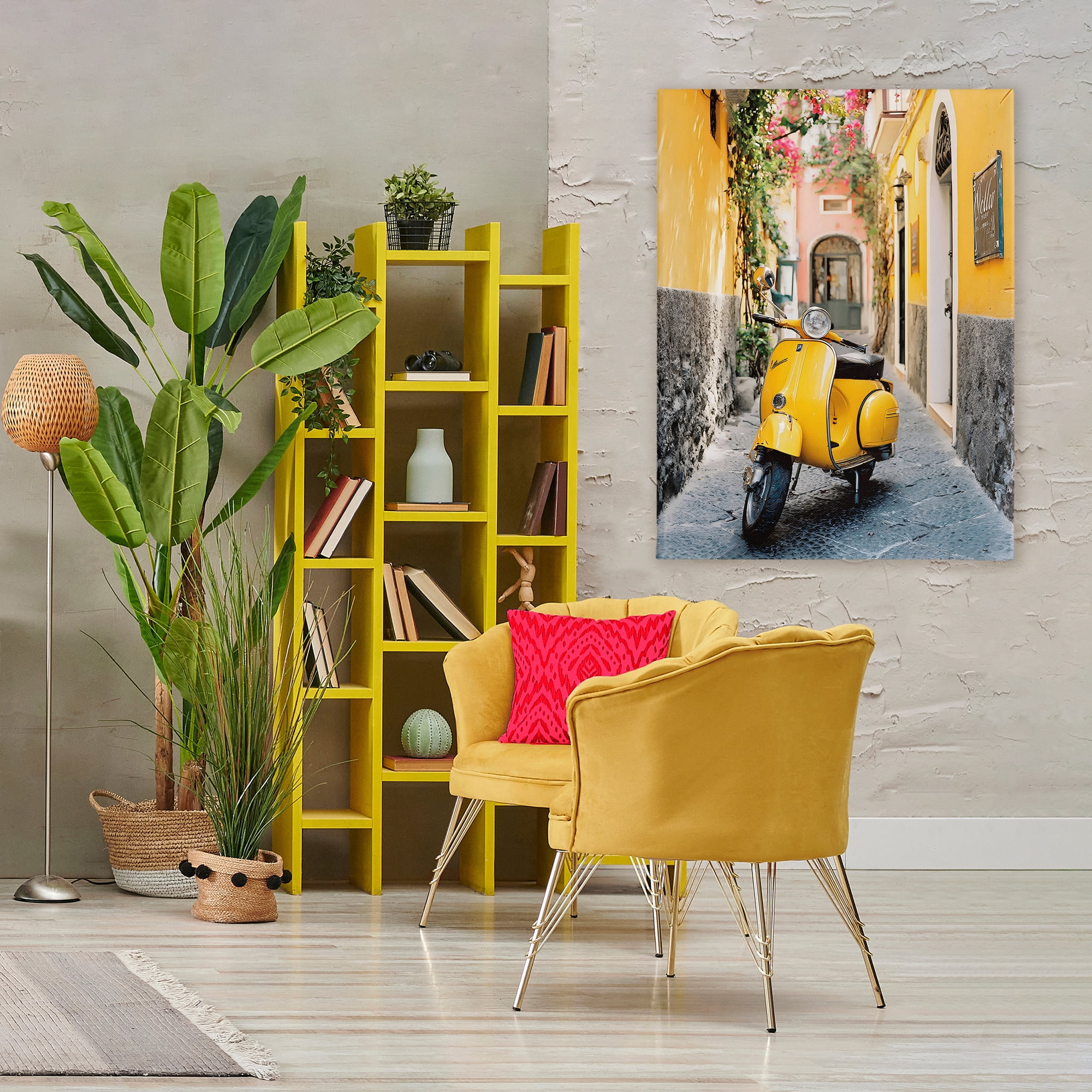 Stupell Industries Yellow Moped in Alley Canvas Wall Art, design by Franklyn Gregory