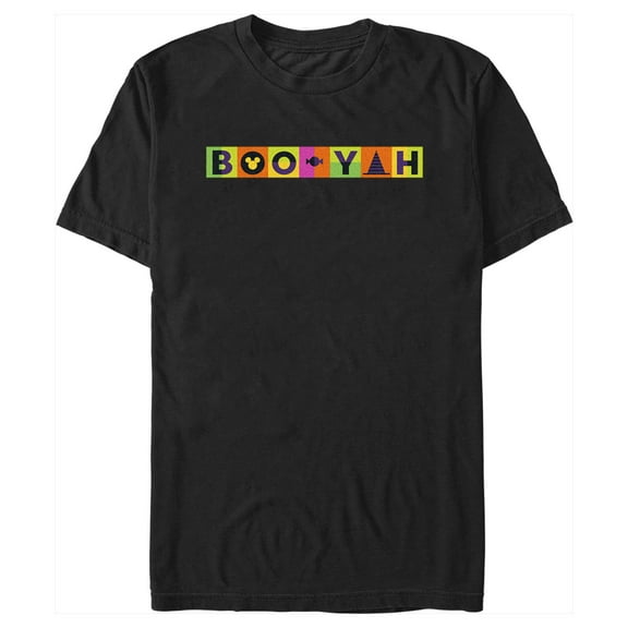 Men's Mickey & Friends Halloween Boo-Yah Logo Graphic Tee Black Small