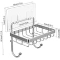 thumbnail image 4 of Soporte para esponja para jabonera con ganchos para ducha, baño, cocina, adhesivo, montaje en pared, acero inoxidable inoxidable, sin perforación, juego de 2 Rojo Verde RV1016-0123280FYD, 4 of 4
