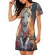 thumbnail image 2 of Balery Starry Sky Cute Horse Camisón de manga corta con cuello redondo para mujer, cómodo y elegante., 2 of 6
